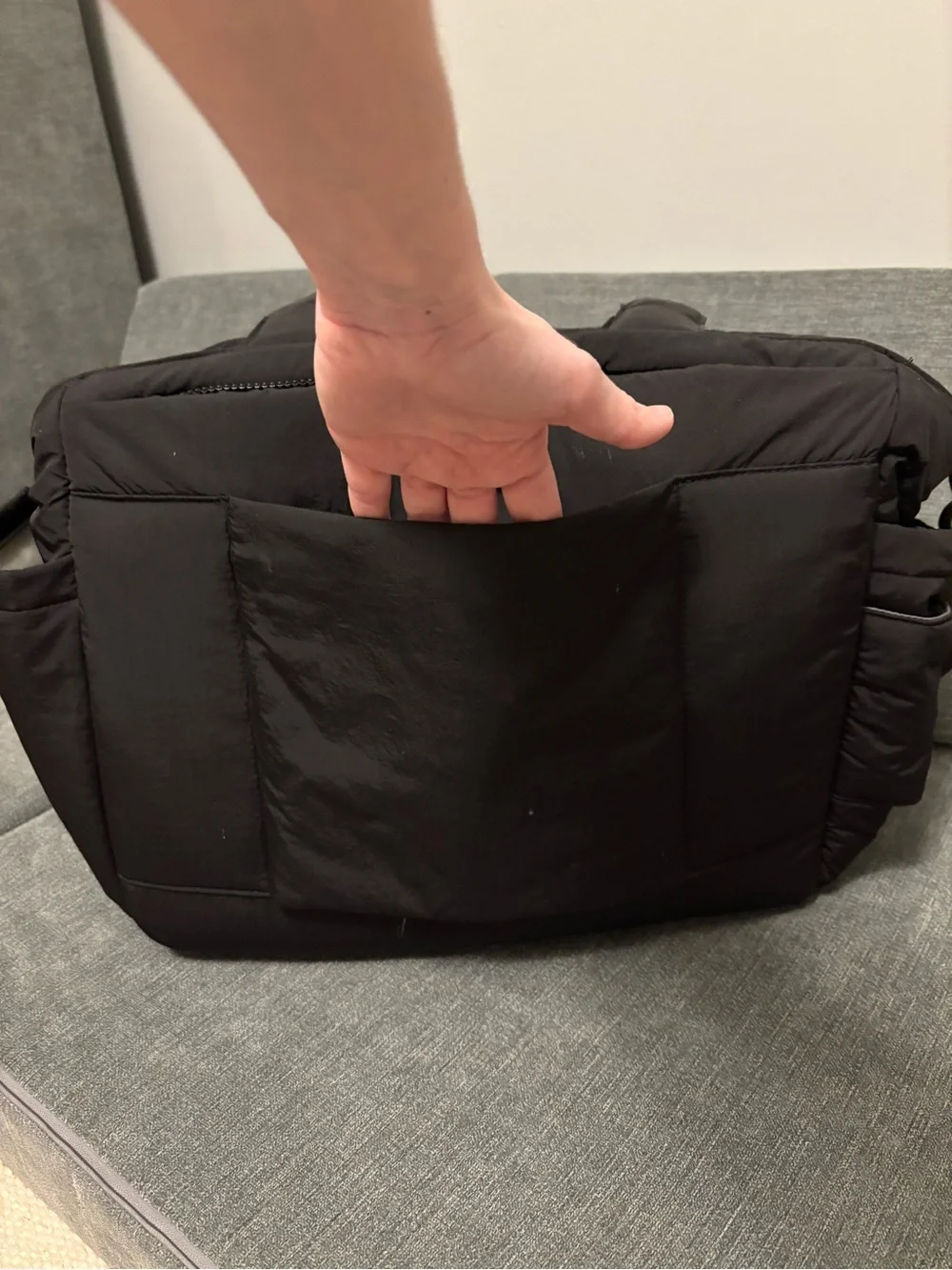 Calpak Quilted Puffer Diaper Tote in black